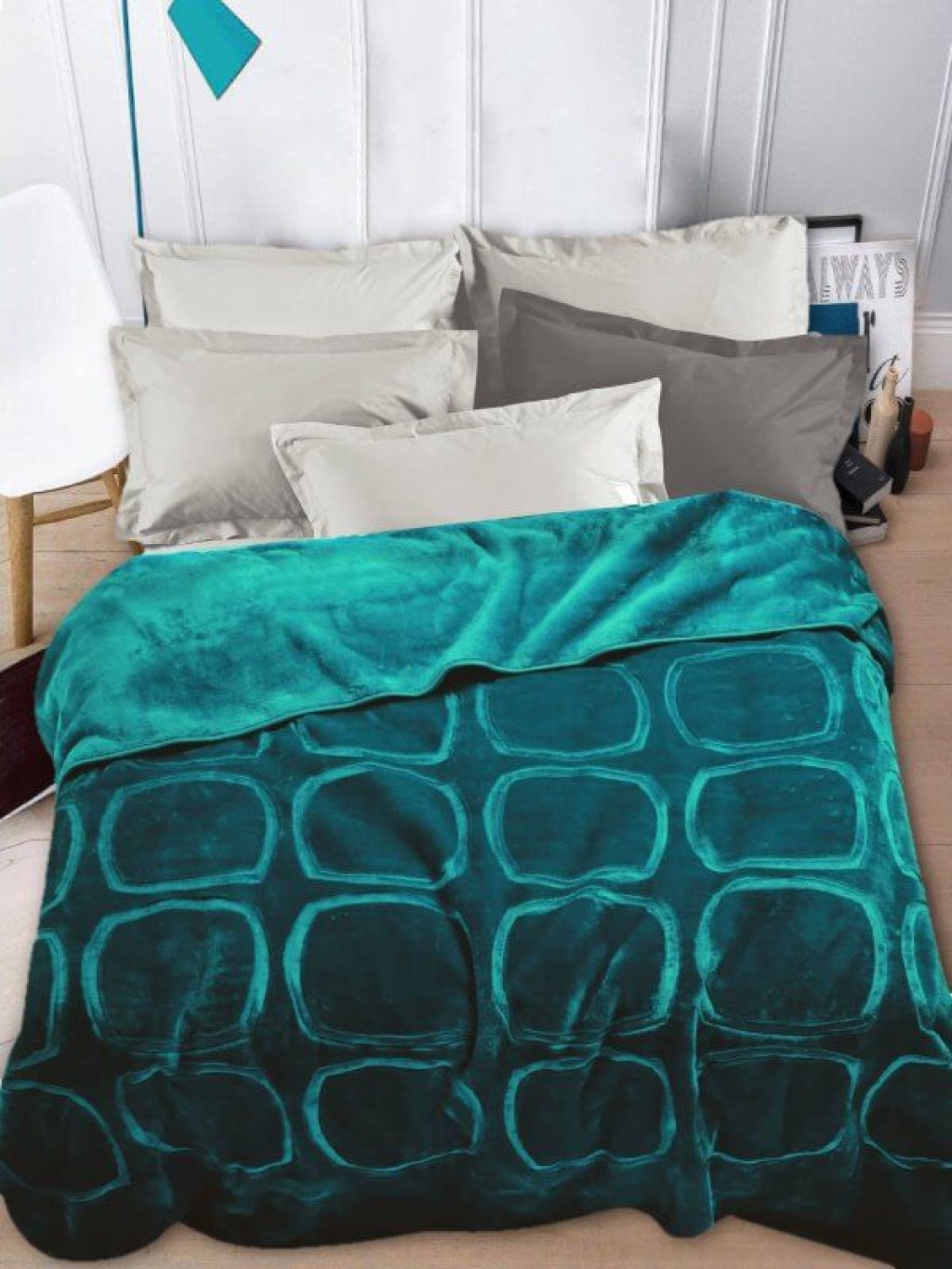 Κουβέρτα Βελουτέ Πετρόλ Soft Mink Γαρύφαλλο | Γαρύφαλλο - Λευκά Είδη